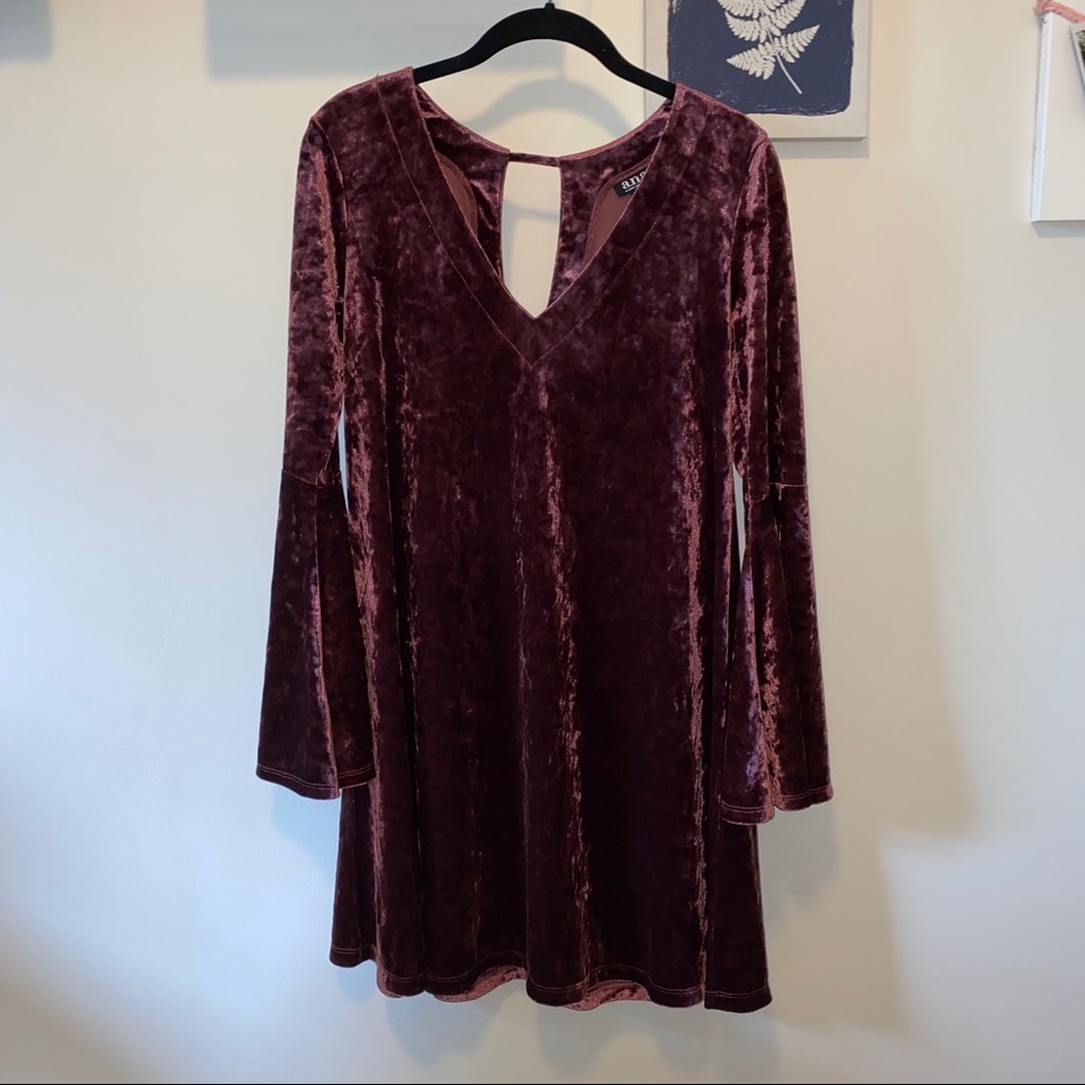 ana Velvet Bell Sleeve Dress
